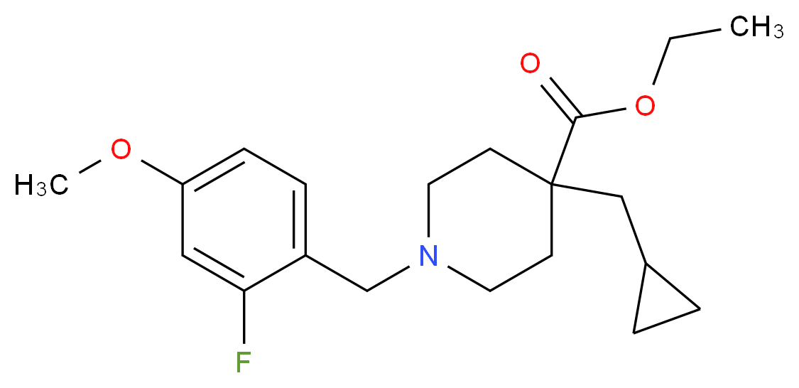 ethyl 4-(cyclopropylmethyl)-1-(2-fluoro-4-methoxybenzyl)-4-piperidinecarboxylate_分子结构_CAS_)