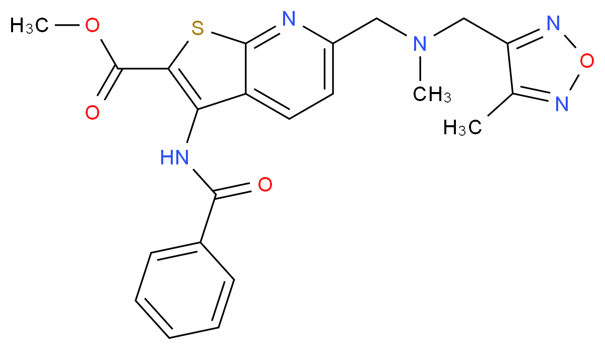 methyl 3-(benzoylamino)-6-({methyl[(4-methyl-1,2,5-oxadiazol-3-yl)methyl]amino}methyl)thieno[2,3-b]pyridine-2-carboxylate_分子结构_CAS_)
