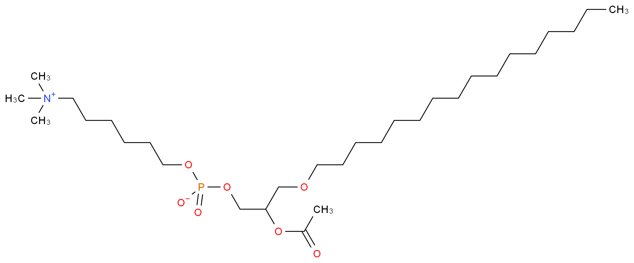 (6-{[2-(acetyloxy)-3-(hexadecyloxy)propyl phosphonato]oxy}hexyl)trimethylazanium_分子结构_CAS_99103-16-9