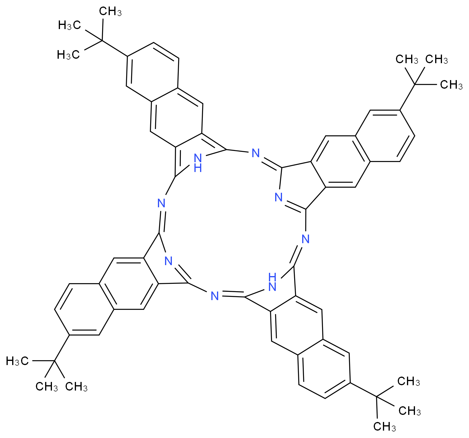 8,21,34,47-tetra-tert-butyl-2,15,28,41,53,54,55,56-octaazatridecacyclo[40.10.1.1<sup>3</sup>,<sup>1</sup><sup>4</sup>.1<sup>1</sup><sup>6</sup>,<sup>2</sup><sup>7</sup>.1<sup>2</sup><sup>9</sup>,<sup>4</sup><sup>0</sup>.0<sup>4</sup>,<sup>1</sup><sup>3</sup>.0<sup>6</sup>,<sup>1</sup><sup>1</sup>.0<sup>1</sup><sup>7</sup>,<sup>2</sup><sup>6</sup>.0<sup>1</sup><sup>9</sup>,<sup>2</sup><sup>4</sup>.0<sup>3</sup><sup>0</sup>,<sup>3</sup><sup>9</sup>.0<sup>3</sup><sup>2</sup>,<sup>3</sup><sup>7</sup>.0<sup>4</sup><sup>3</sup>,<sup>5</sup><sup>2</sup>.0<sup>4</sup><sup>5</sup>,<sup>5</sup><sup>0</sup>]hexapentaconta-1,3,5,7,9,11,13,15,17,19,21,23,25,27(55),28,30,32,34,36,38,40,42(53),43,45,47,49,51-heptacosaene_分子结构_CAS_58687-99-3