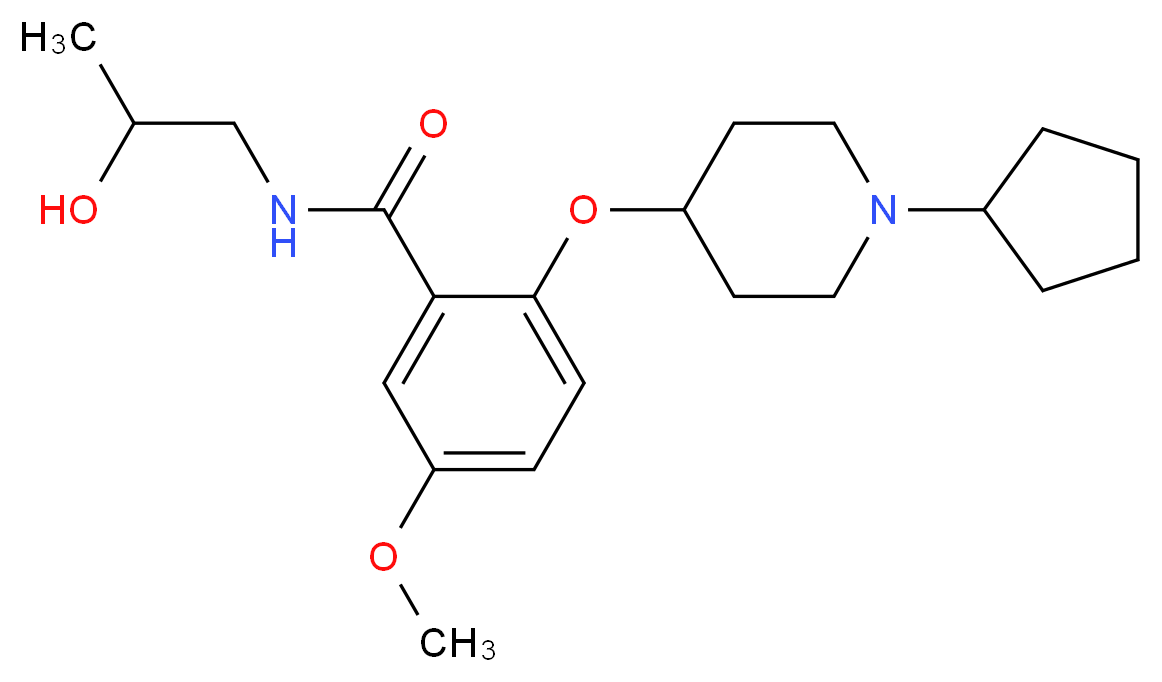 2-[(1-cyclopentyl-4-piperidinyl)oxy]-N-(2-hydroxypropyl)-5-methoxybenzamide_分子结构_CAS_)