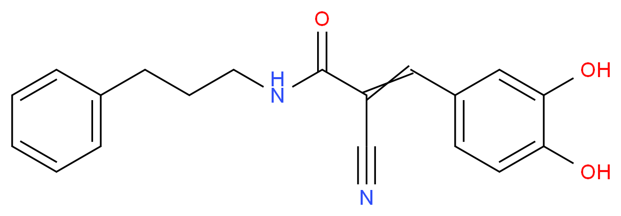 2-cyano-3-(3,4-dihydroxyphenyl)-N-(3-phenylpropyl)prop-2-enamide_分子结构_CAS_133550-34-2