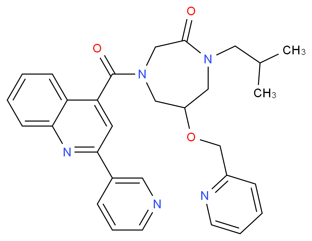 1-isobutyl-6-(2-pyridinylmethoxy)-4-{[2-(3-pyridinyl)-4-quinolinyl]carbonyl}-1,4-diazepan-2-one_分子结构_CAS_)
