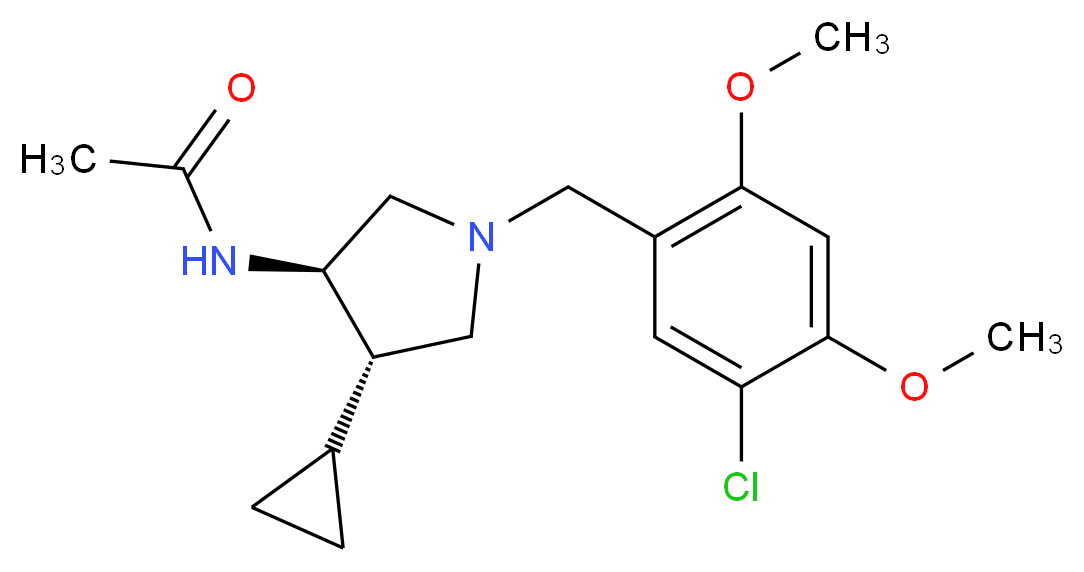 N-[(3R*,4S*)-1-(5-chloro-2,4-dimethoxybenzyl)-4-cyclopropyl-3-pyrrolidinyl]acetamide_分子结构_CAS_)