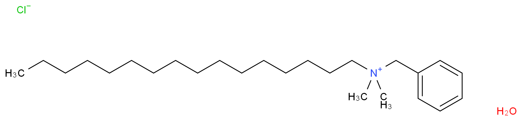 benzyl(hexadecyl)dimethylazanium hydrate chloride_分子结构_CAS_122-18-9