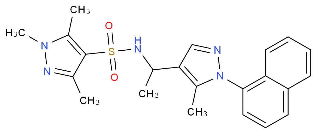 1,3,5-trimethyl-N-{1-[5-methyl-1-(1-naphthyl)-1H-pyrazol-4-yl]ethyl}-1H-pyrazole-4-sulfonamide_分子结构_CAS_)
