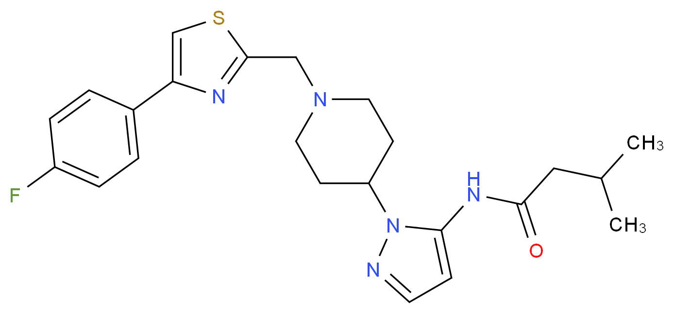 N-[1-(1-{[4-(4-fluorophenyl)-1,3-thiazol-2-yl]methyl}-4-piperidinyl)-1H-pyrazol-5-yl]-3-methylbutanamide_分子结构_CAS_)
