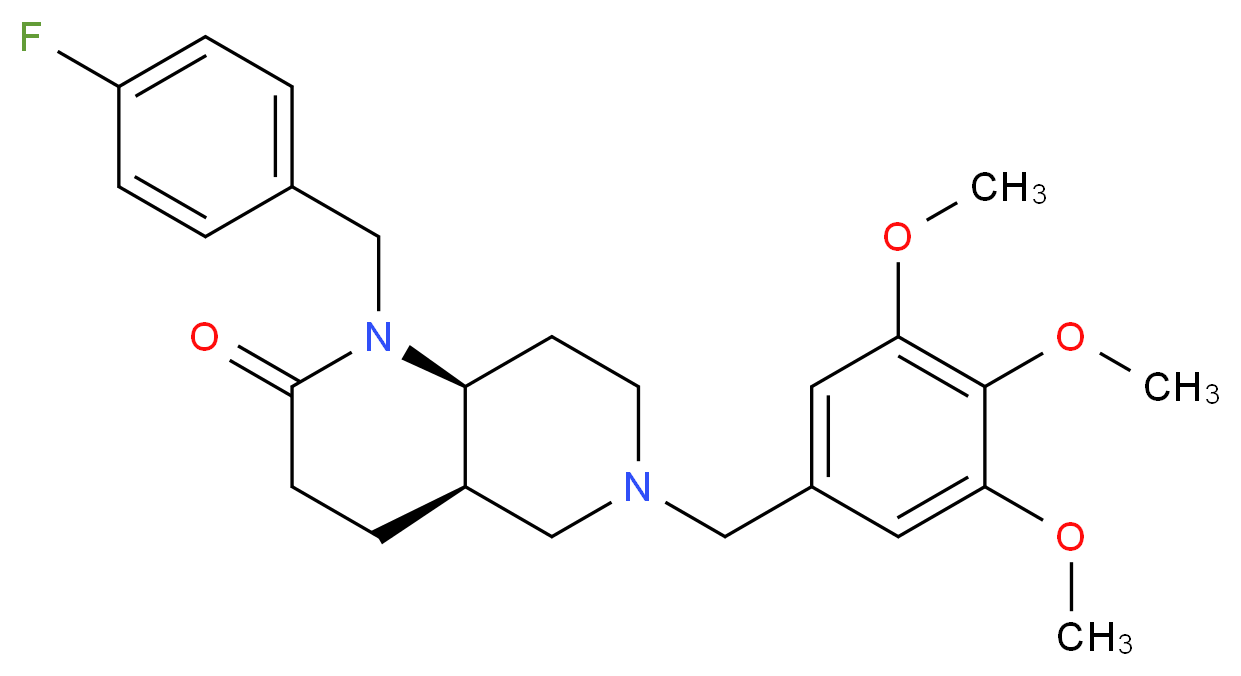 (4aR*,8aS*)-1-(4-fluorobenzyl)-6-(3,4,5-trimethoxybenzyl)octahydro-1,6-naphthyridin-2(1H)-one_分子结构_CAS_)