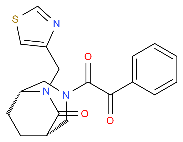 (1S*,5R*)-3-[oxo(phenyl)acetyl]-6-(1,3-thiazol-4-ylmethyl)-3,6-diazabicyclo[3.2.2]nonan-7-one_分子结构_CAS_)