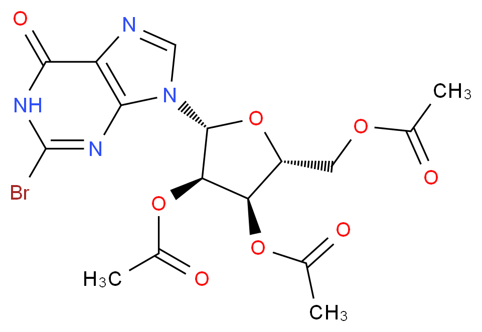 [(2R,3R,4R,5R)-3,4-bis(acetyloxy)-5-(2-bromo-6-oxo-6,9-dihydro-1H-purin-9-yl)oxolan-2-yl]methyl acetate_分子结构_CAS_41623-91-0