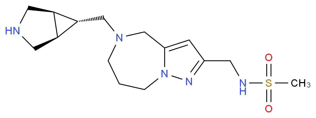 N-({5-[(1R*,5S*,6r*)-3-azabicyclo[3.1.0]hex-6-ylmethyl]-5,6,7,8-tetrahydro-4H-pyrazolo[1,5-a][1,4]diazepin-2-yl}methyl)methanesulfonamide_分子结构_CAS_)