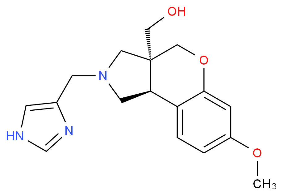 [(3aS*,9bS*)-2-(1H-imidazol-4-ylmethyl)-7-methoxy-1,2,3,9b-tetrahydrochromeno[3,4-c]pyrrol-3a(4H)-yl]methanol_分子结构_CAS_)