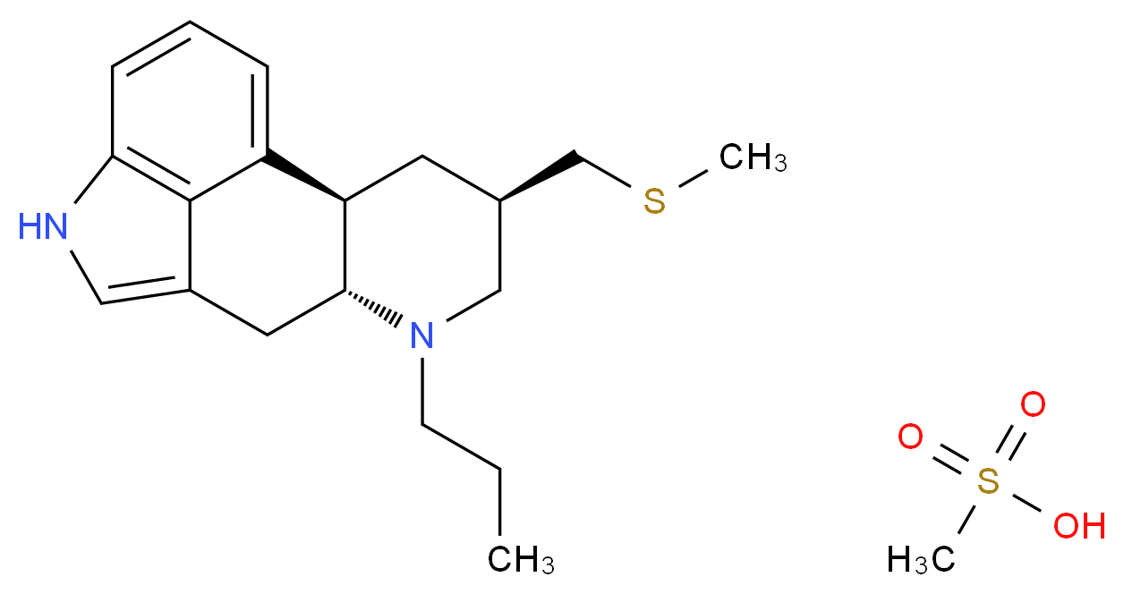 (2R,4R,7R)-4-[(methylsulfanyl)methyl]-6-propyl-6,11-diazatetracyclo[7.6.1.0<sup>2</sup>,<sup>7</sup>.0<sup>1</sup><sup>2</sup>,<sup>1</sup><sup>6</sup>]hexadeca-1(16),9,12,14-tetraene; methanesulfonic acid_分子结构_CAS_66104-23-2