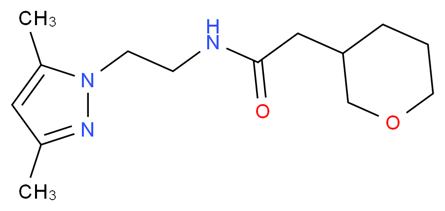 N-[2-(3,5-dimethyl-1H-pyrazol-1-yl)ethyl]-2-(tetrahydro-2H-pyran-3-yl)acetamide_分子结构_CAS_)