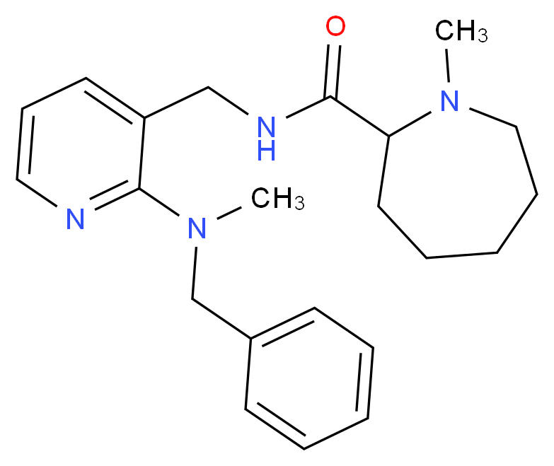 N-({2-[benzyl(methyl)amino]-3-pyridinyl}methyl)-1-methyl-2-azepanecarboxamide_分子结构_CAS_)