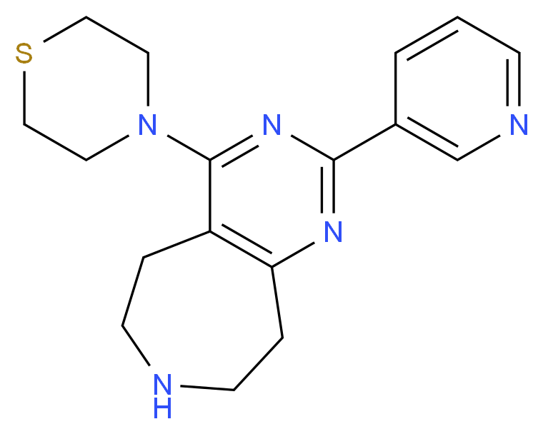 2-pyridin-3-yl-4-thiomorpholin-4-yl-6,7,8,9-tetrahydro-5H-pyrimido[4,5-d]azepine_分子结构_CAS_)