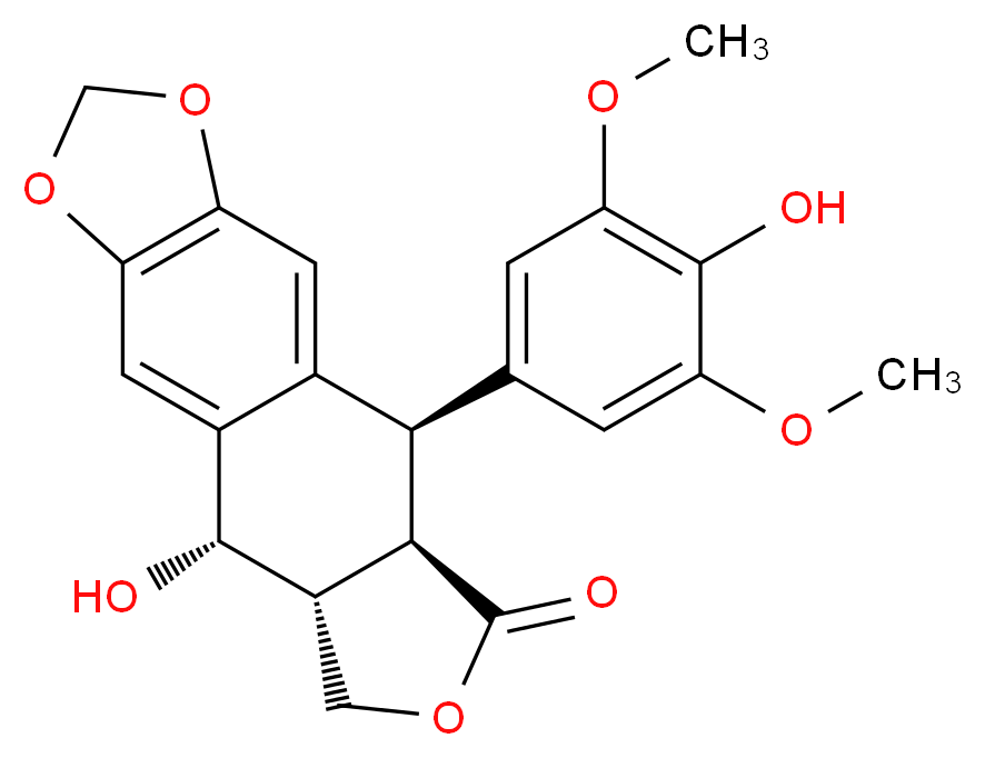 (10R,11R,15R,16S)-16-hydroxy-10-(4-hydroxy-3,5-dimethoxyphenyl)-4,6,13-trioxatetracyclo[7.7.0.0^{3,7}.0^{11,15}]hexadeca-1,3(7),8-trien-12-one_分子结构_CAS_6559-91-7