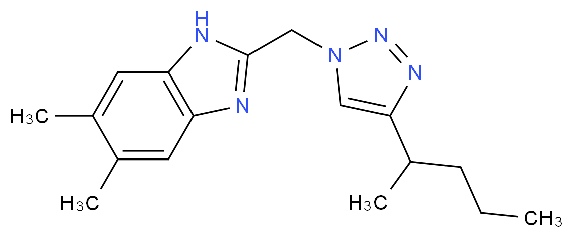 5,6-dimethyl-2-{[4-(1-methylbutyl)-1H-1,2,3-triazol-1-yl]methyl}-1H-benzimidazole_分子结构_CAS_)