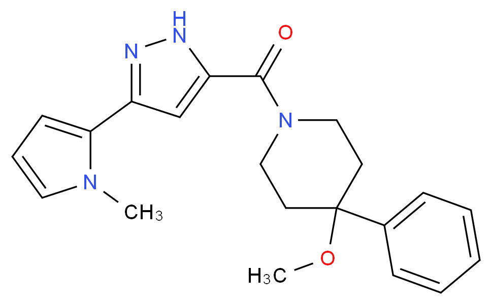 4-methoxy-1-{[3-(1-methyl-1H-pyrrol-2-yl)-1H-pyrazol-5-yl]carbonyl}-4-phenylpiperidine_分子结构_CAS_)