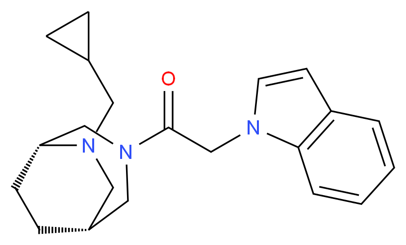 (1R*,5R*)-6-(cyclopropylmethyl)-3-(1H-indol-1-ylacetyl)-3,6-diazabicyclo[3.2.2]nonane_分子结构_CAS_)