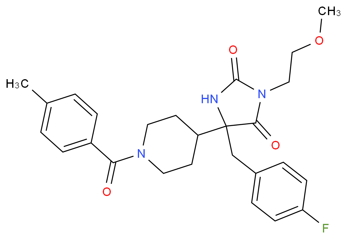 5-(4-fluorobenzyl)-3-(2-methoxyethyl)-5-[1-(4-methylbenzoyl)-4-piperidinyl]-2,4-imidazolidinedione_分子结构_CAS_)