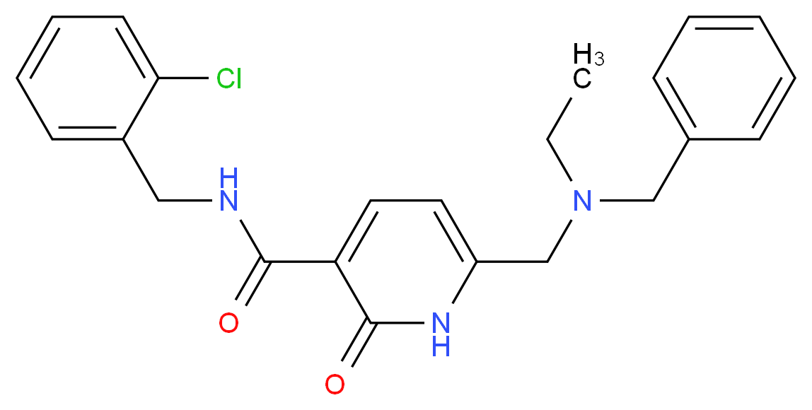 6-{[benzyl(ethyl)amino]methyl}-N-(2-chlorobenzyl)-2-oxo-1,2-dihydro-3-pyridinecarboxamide_分子结构_CAS_)