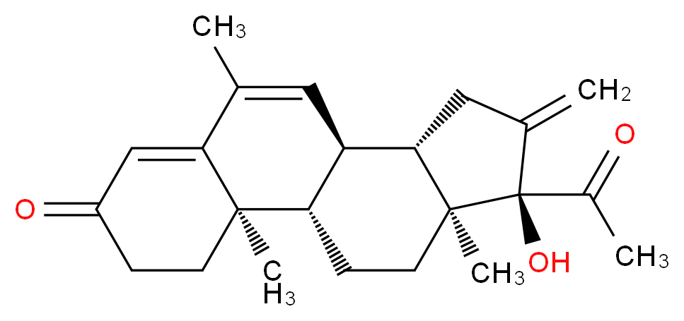 (1S,2R,10R,11S,14R,15S)-14-acetyl-14-hydroxy-2,8,15-trimethyl-13-methylidenetetracyclo[8.7.0.0<sup>2</sup>,<sup>7</sup>.0<sup>1</sup><sup>1</sup>,<sup>1</sup><sup>5</sup>]heptadeca-6,8-dien-5-one_分子结构_CAS_5633-18-1