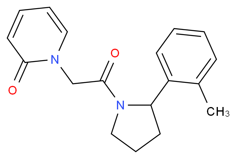 1-{2-[2-(2-methylphenyl)pyrrolidin-1-yl]-2-oxoethyl}pyridin-2(1H)-one_分子结构_CAS_)