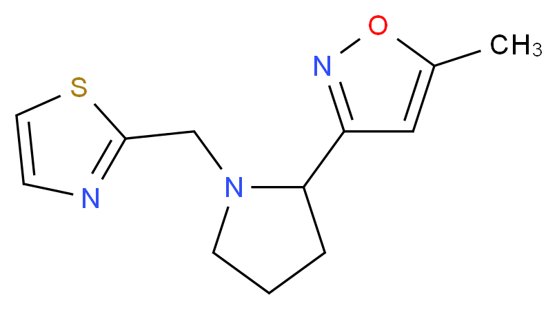 5-methyl-3-[1-(1,3-thiazol-2-ylmethyl)pyrrolidin-2-yl]isoxazole_分子结构_CAS_)