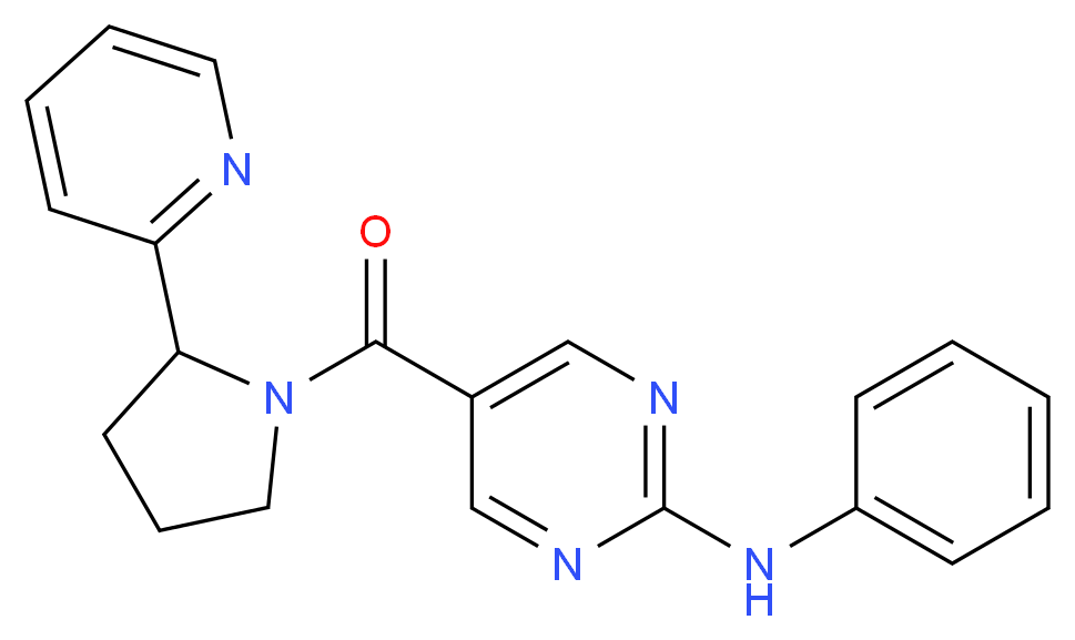 N-phenyl-5-{[2-(2-pyridinyl)-1-pyrrolidinyl]carbonyl}-2-pyrimidinamine_分子结构_CAS_)