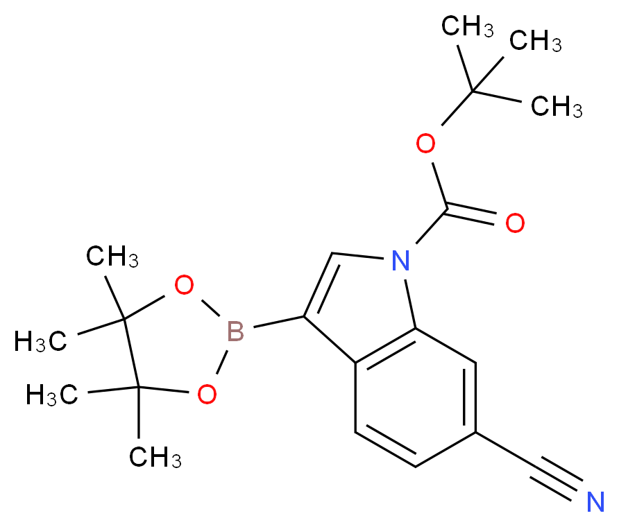 tert-Butyl 6-cyano-3-(4,4,5,5-tetramethyl-1,3,2-dioxaborolan-2-yl)-1H-indole-1-carboxylate_分子结构_CAS_1218790-23-8)