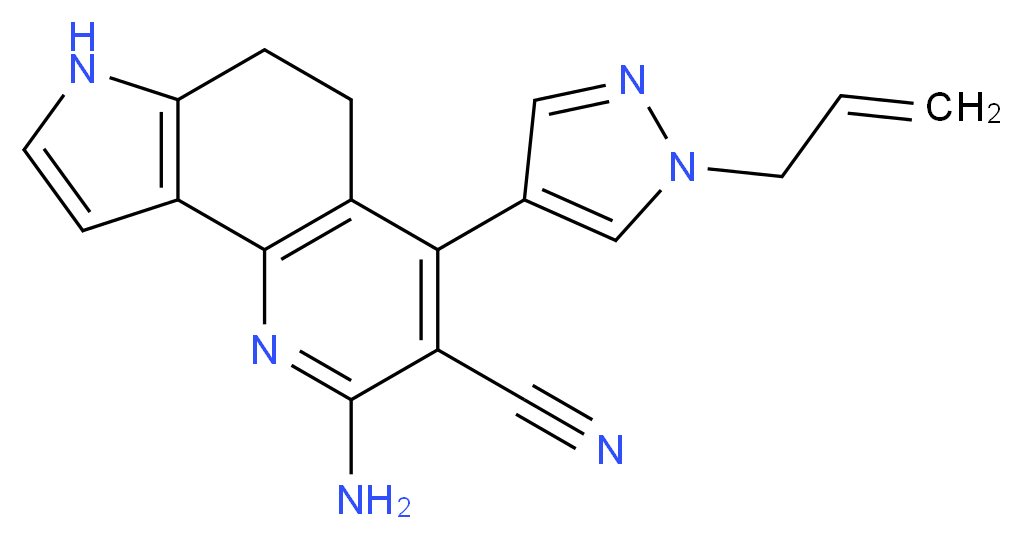 4-(1-allyl-1H-pyrazol-4-yl)-2-amino-6,7-dihydro-5H-pyrrolo[2,3-h]quinoline-3-carbonitrile_分子结构_CAS_)