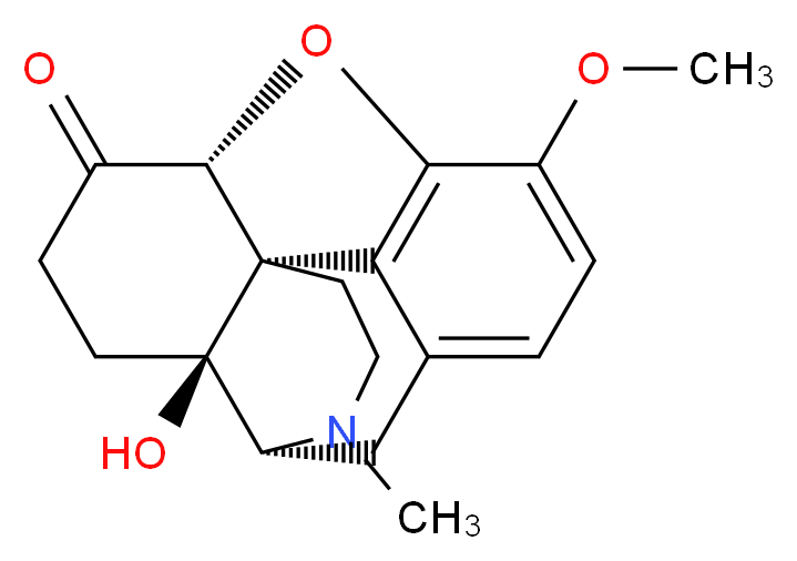 (1S,5R,13R,17S)-17-hydroxy-10-methoxy-4-methyl-12-oxa-4-azapentacyclo[9.6.1.0<sup>1</sup>,<sup>1</sup><sup>3</sup>.0<sup>5</sup>,<sup>1</sup><sup>7</sup>.0<sup>7</sup>,<sup>1</sup><sup>8</sup>]octadeca-7,9,11(18)-trien-14-one_分子结构_CAS_76-42-6
