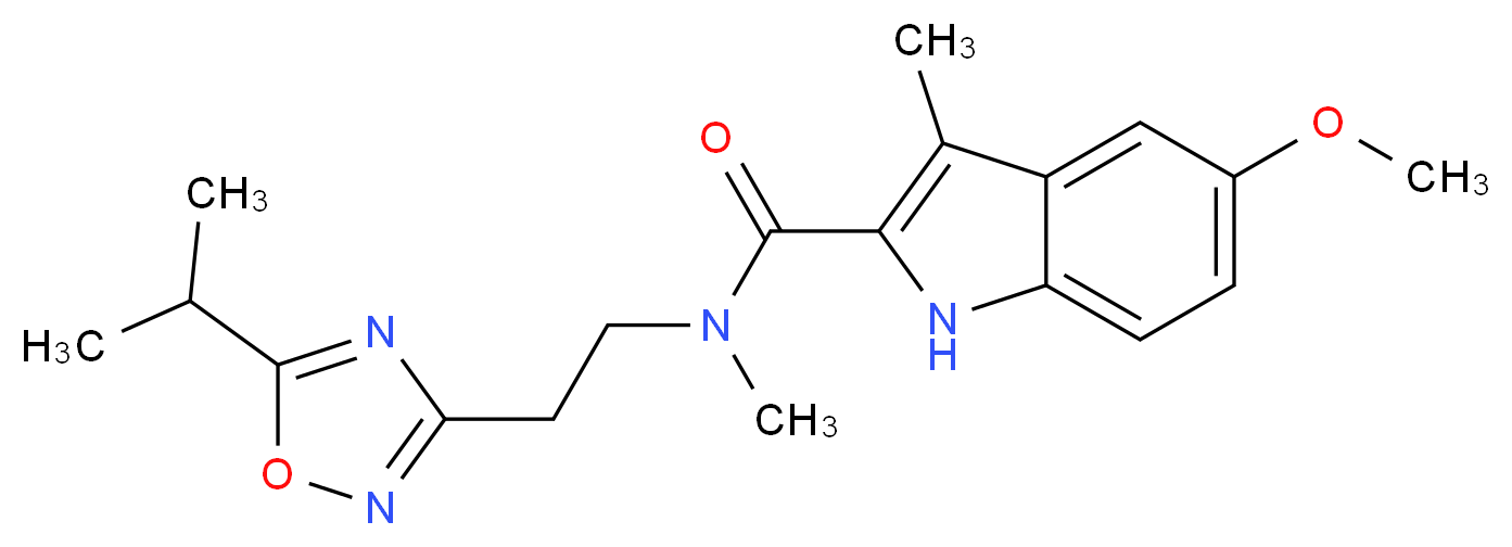 N-[2-(5-isopropyl-1,2,4-oxadiazol-3-yl)ethyl]-5-methoxy-N,3-dimethyl-1H-indole-2-carboxamide_分子结构_CAS_)