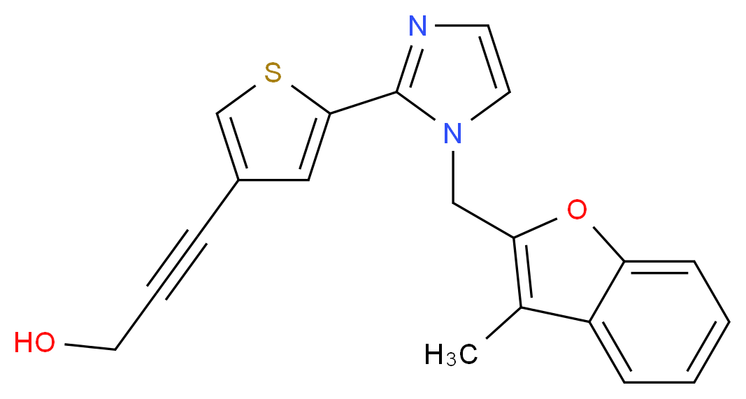 3-(5-{1-[(3-methyl-1-benzofuran-2-yl)methyl]-1H-imidazol-2-yl}-3-thienyl)prop-2-yn-1-ol_分子结构_CAS_)