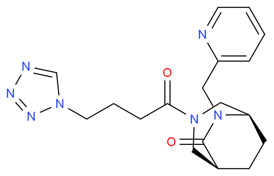 (1S*,5R*)-6-(2-pyridinylmethyl)-3-[4-(1H-tetrazol-1-yl)butanoyl]-3,6-diazabicyclo[3.2.2]nonan-7-one_分子结构_CAS_)