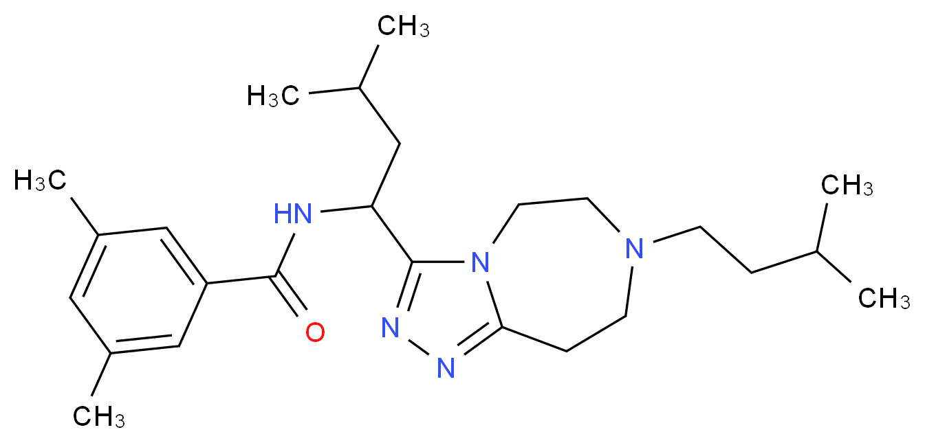 3,5-dimethyl-N-{3-methyl-1-[7-(3-methylbutyl)-6,7,8,9-tetrahydro-5H-[1,2,4]triazolo[4,3-d][1,4]diazepin-3-yl]butyl}benzamide_分子结构_CAS_)