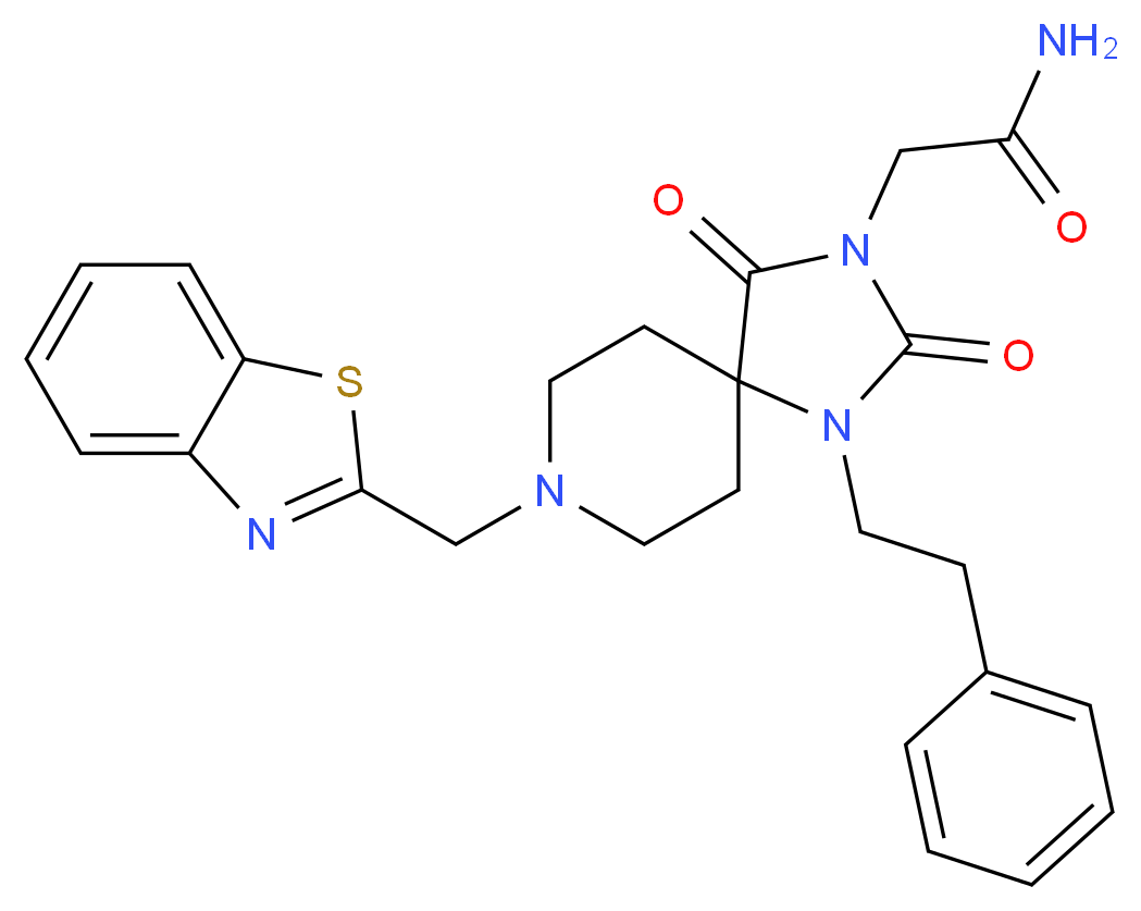 2-[8-(1,3-benzothiazol-2-ylmethyl)-2,4-dioxo-1-(2-phenylethyl)-1,3,8-triazaspiro[4.5]dec-3-yl]acetamide_分子结构_CAS_)