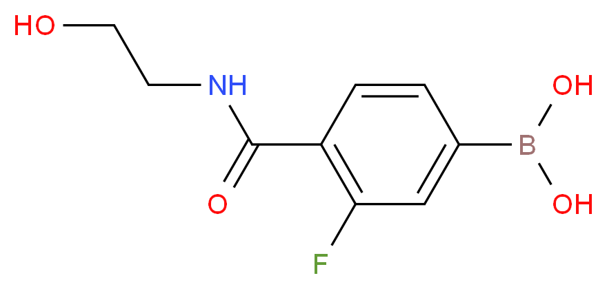 (3-Fluoro-4-((2-hydroxyethyl)carbamoyl)phenyl)boronic acid_分子结构_CAS_874289-21-1)