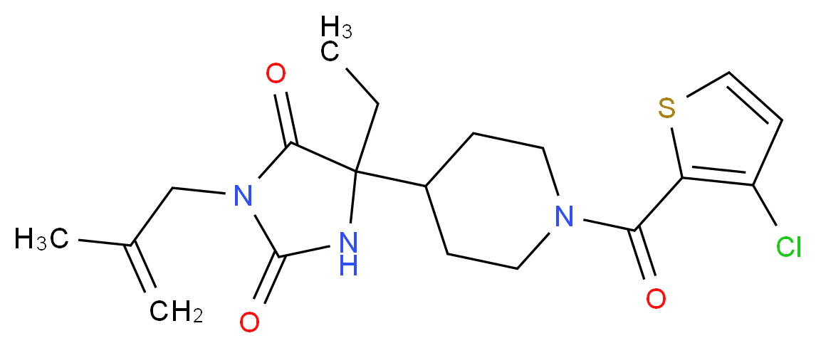 5-{1-[(3-chloro-2-thienyl)carbonyl]-4-piperidinyl}-5-ethyl-3-(2-methyl-2-propen-1-yl)-2,4-imidazolidinedione_分子结构_CAS_)