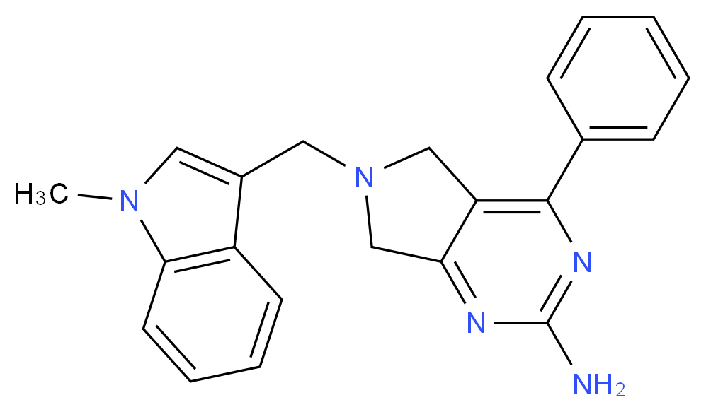 6-[(1-methyl-1H-indol-3-yl)methyl]-4-phenyl-6,7-dihydro-5H-pyrrolo[3,4-d]pyrimidin-2-amine_分子结构_CAS_)