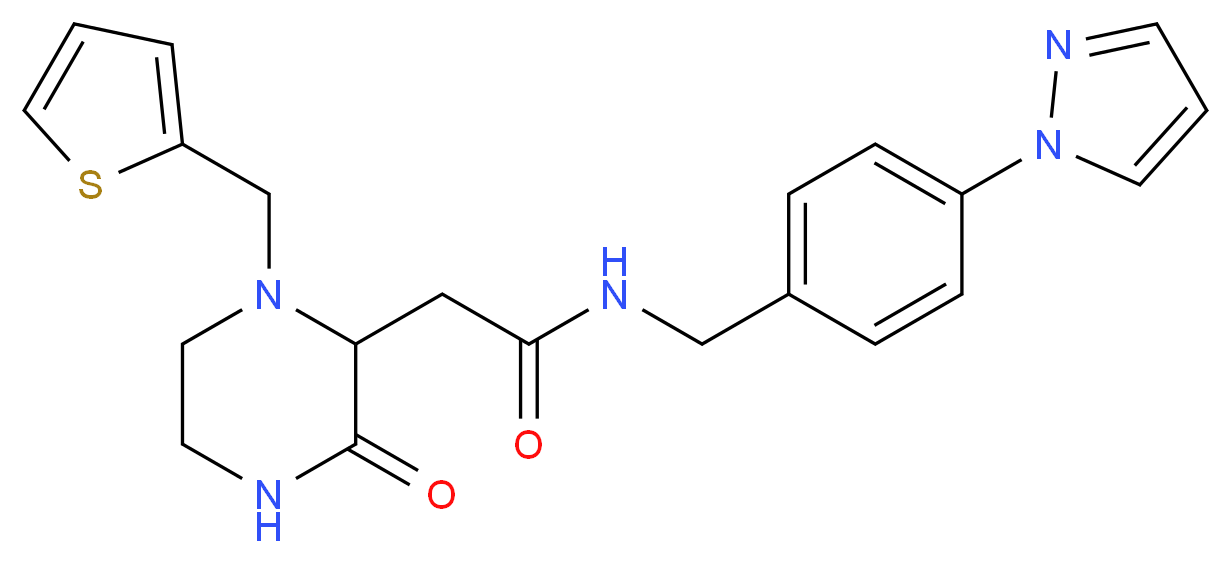2-[3-oxo-1-(2-thienylmethyl)-2-piperazinyl]-N-[4-(1H-pyrazol-1-yl)benzyl]acetamide_分子结构_CAS_)