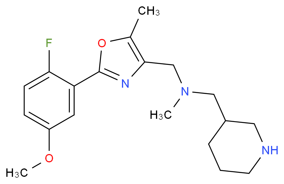 1-[2-(2-fluoro-5-methoxyphenyl)-5-methyl-1,3-oxazol-4-yl]-N-methyl-N-(piperidin-3-ylmethyl)methanamine_分子结构_CAS_)
