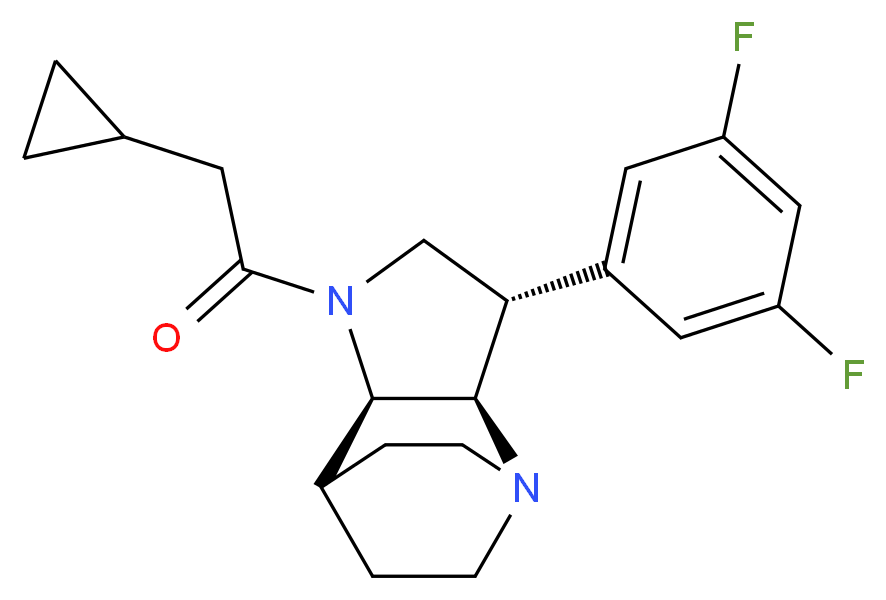 (2R*,3S*,6R*)-5-(cyclopropylacetyl)-3-(3,5-difluorophenyl)-1,5-diazatricyclo[5.2.2.0~2,6~]undecane_分子结构_CAS_)