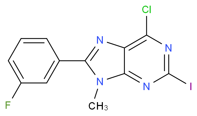 6-chloro-8-(3-fluorophenyl)-2-iodo-9-methyl-9H-purine_分子结构_CAS_232254-97-6