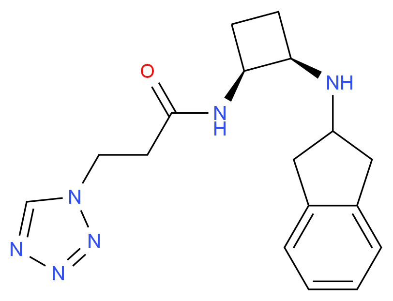 N-[(1S*,2R*)-2-(2,3-dihydro-1H-inden-2-ylamino)cyclobutyl]-3-(1H-tetrazol-1-yl)propanamide_分子结构_CAS_)