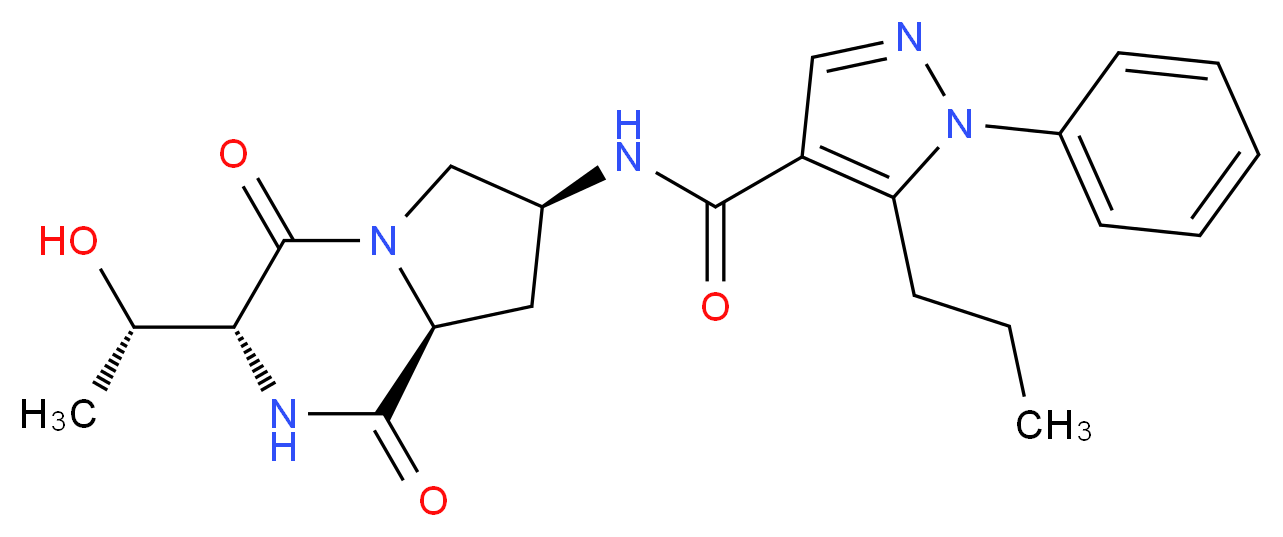 N-{(3R,7S,8aS)-3-[(1S)-1-hydroxyethyl]-1,4-dioxooctahydropyrrolo[1,2-a]pyrazin-7-yl}-1-phenyl-5-propyl-1H-pyrazole-4-carboxamide_分子结构_CAS_)