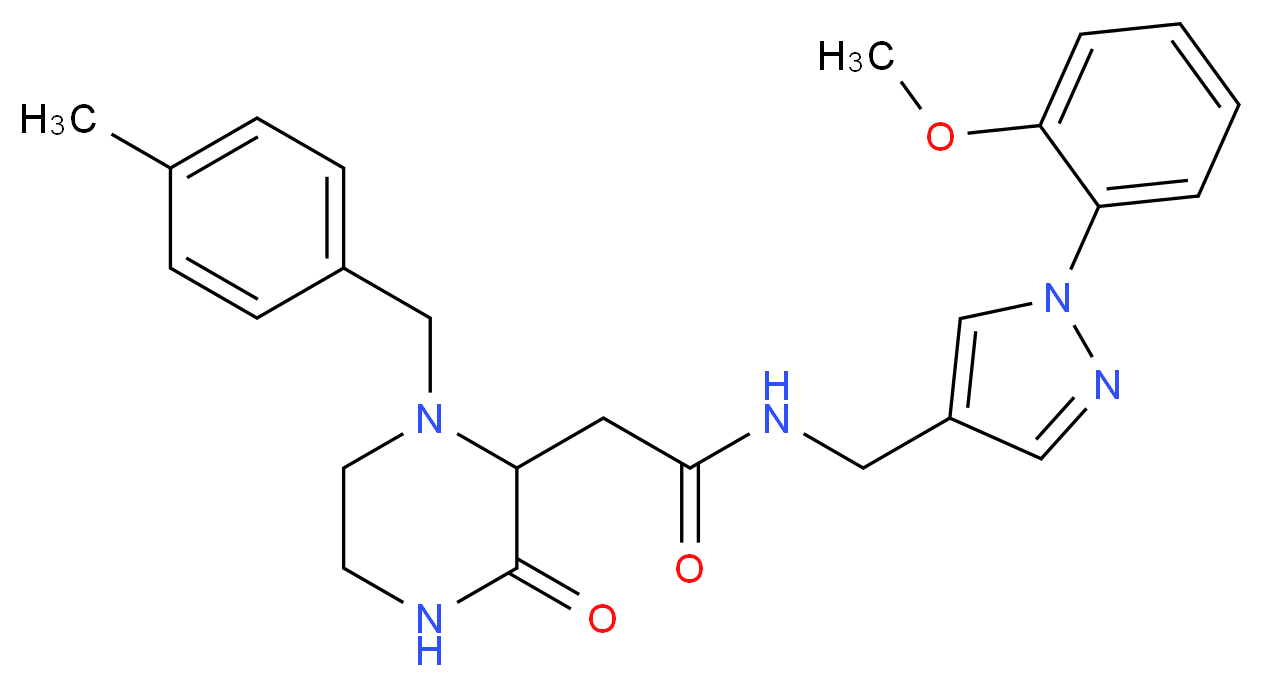 N-{[1-(2-methoxyphenyl)-1H-pyrazol-4-yl]methyl}-2-[1-(4-methylbenzyl)-3-oxo-2-piperazinyl]acetamide_分子结构_CAS_)