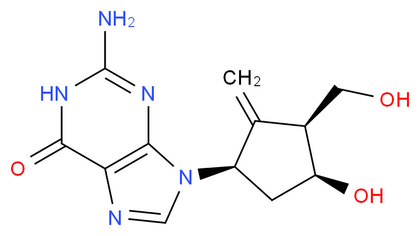 2-amino-9-[(1R,3S,4S)-4-hydroxy-3-(hydroxymethyl)-2-methylidenecyclopentyl]-6,9-dihydro-1H-purin-6-one_分子结构_CAS_188399-46-4