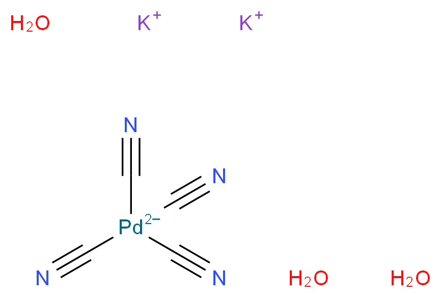 四氰基钯(II)酸钾三水合物钾_分子结构_CAS_14516-46-2)